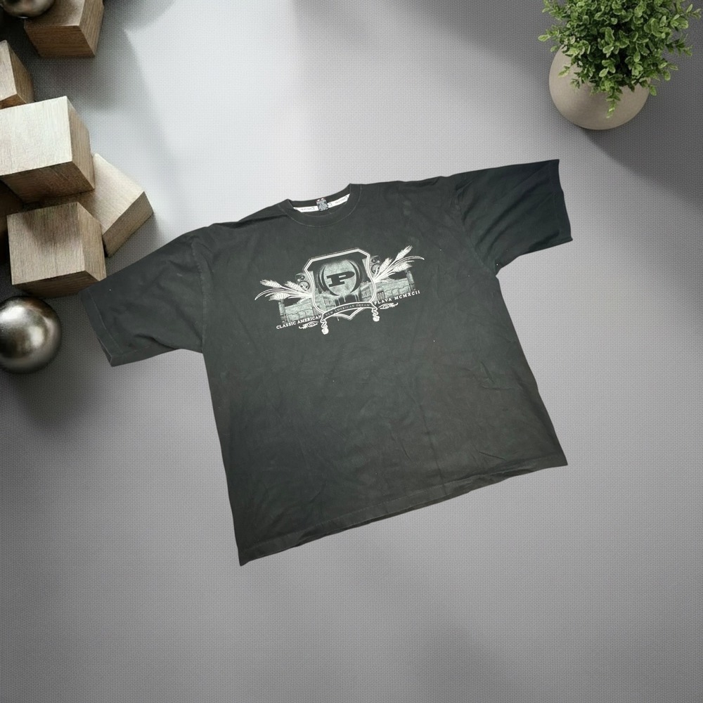 Vintage Phat Farm Graphic T-Shirt Black Y2K Streetwear Boxy Fit Mens 2XL